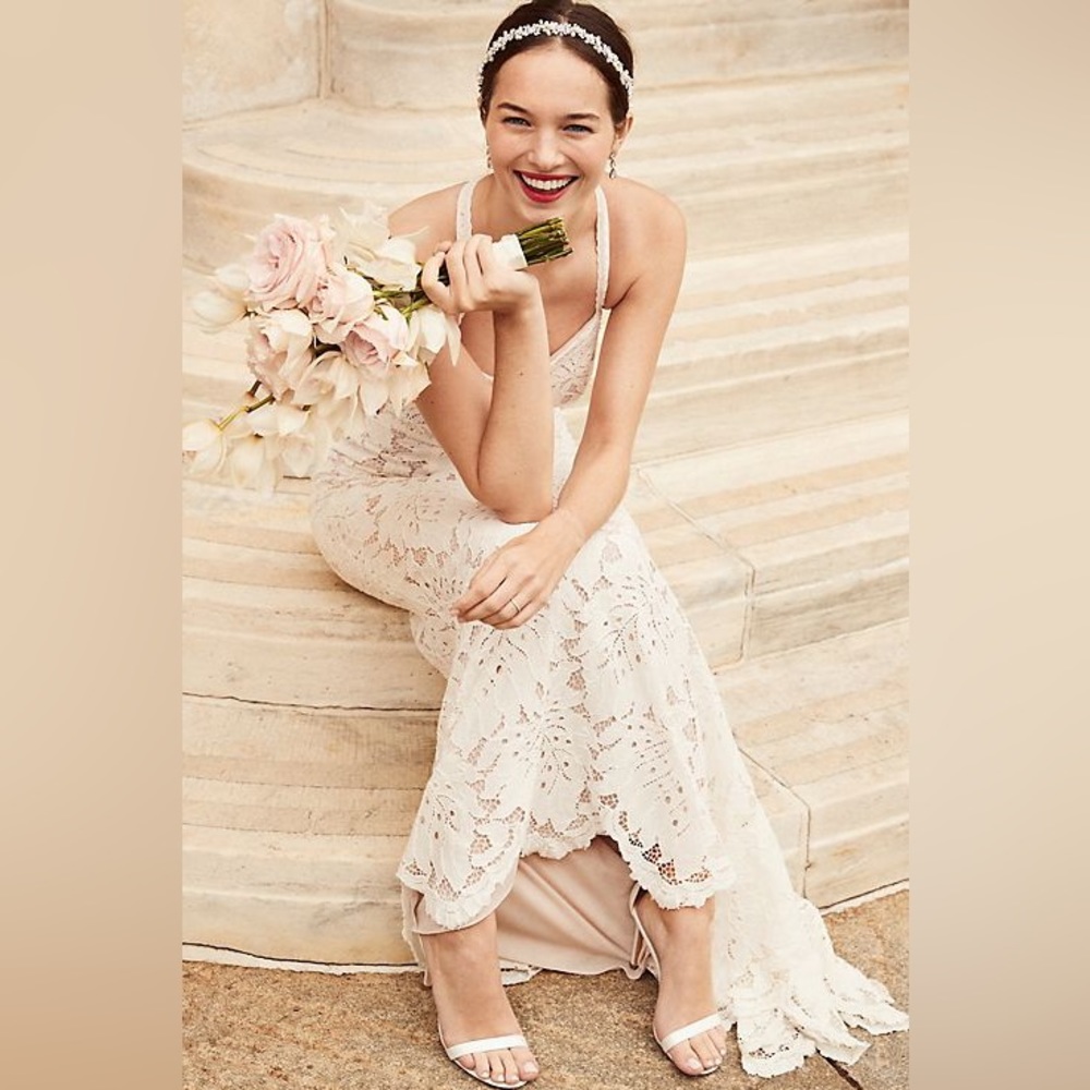 David’s bridal ivory/cashmere boho wedding dress